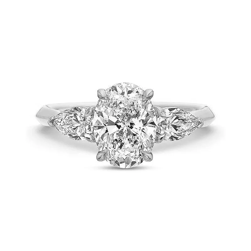 Ladies engagement rings peace radiance -Flushfit 3 Stone Diamond Engagement Ring Setting