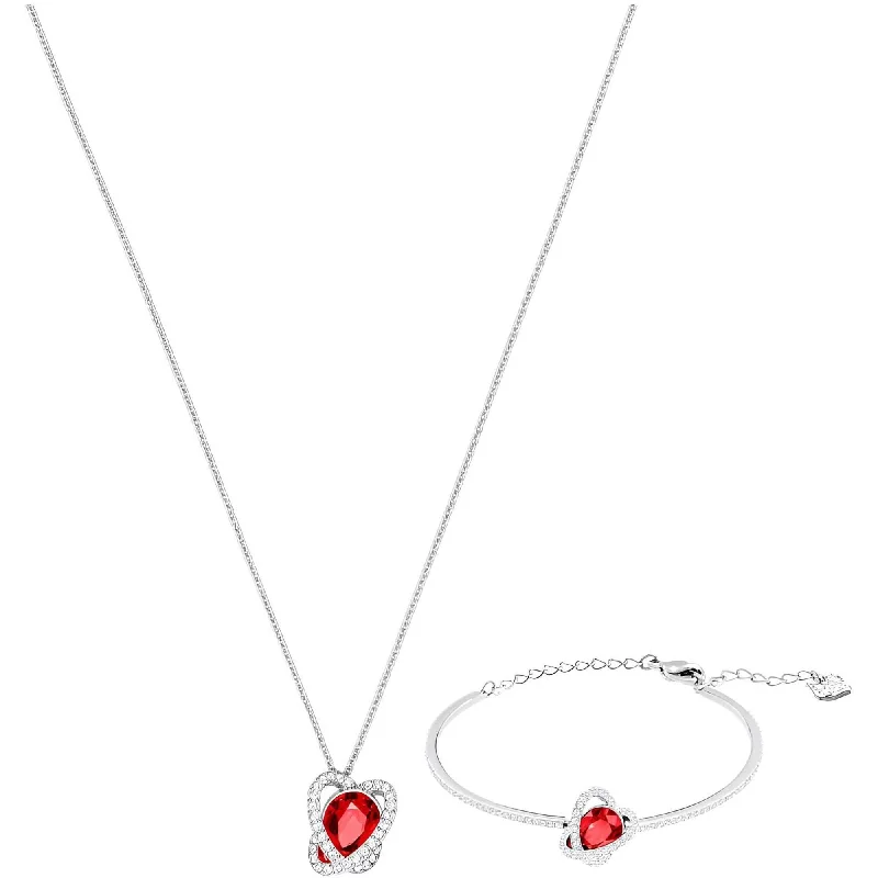 ladies bracelets eye catching-Swarovski Women's Necklace and Bracelet Set - Outstanding Red and White | 5463761