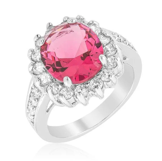 Ladies engagement rings grit shine -Kate 5.5(ct) Ruby Oval Halo Engagement Cocktail Ring | 7ct