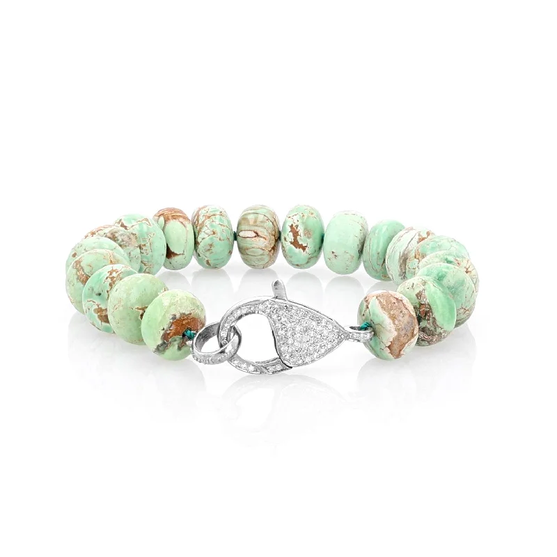 ladies bracelets jewelry box-Green Variscite Knotted Bracelet - 12mm : B0003401