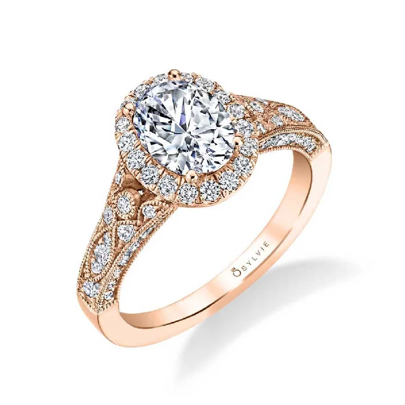 Ladies engagement rings milestone shine -Vintage Inspired Oval Engagement Ring S1409-OV