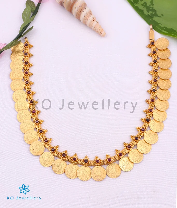 ladies necklaces sapphire-The Rishita Silver Lakshmi Kasumala Coin Necklace