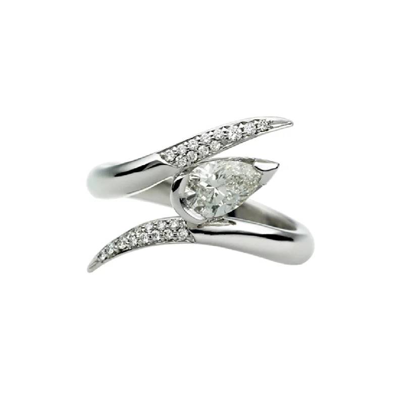 Ladies engagement rings jazz sparkle -Interlocking Ariana50 Engagement Ring - 18ct White Gold & 0.63ct Diamond