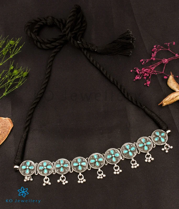 ladies necklaces delicate-The Nilaya Silver Turquoise Choker Necklace