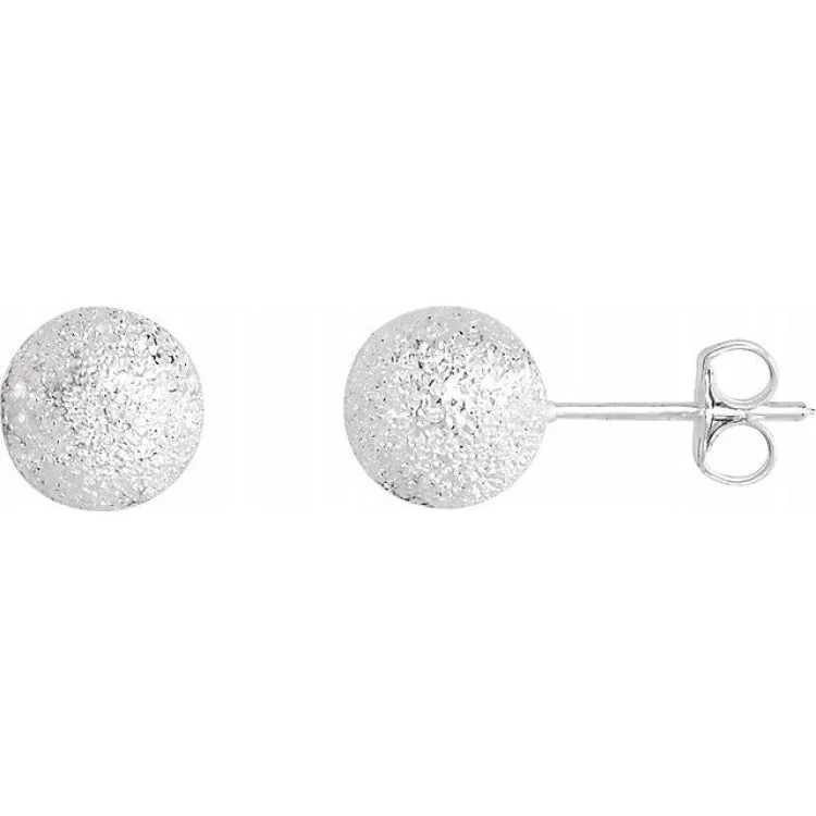 Ladies earrings vivid shine drop -Sterling Silver 8 mm Stardust Ball Earrings