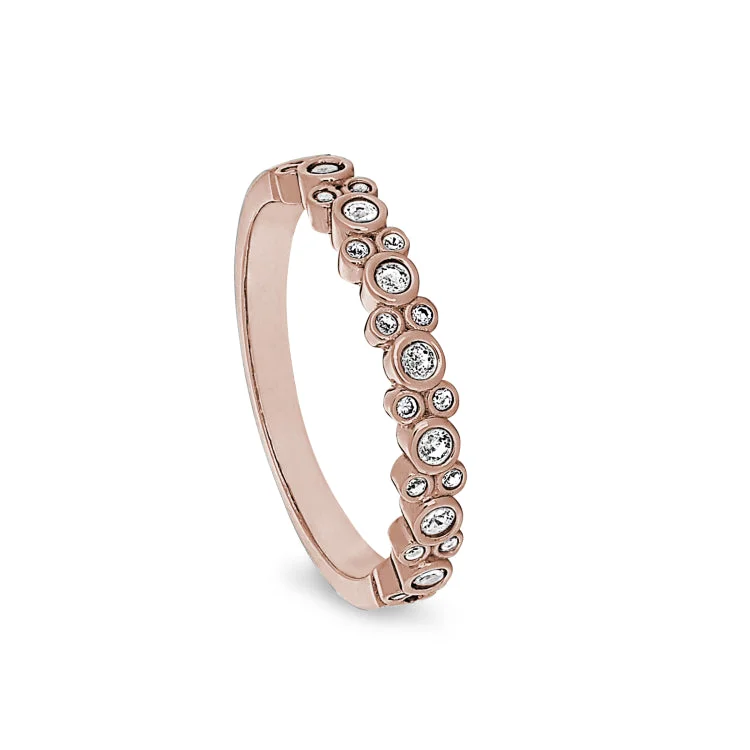 Ladies rings own shine -Rose Gold Finish Sterling Silver Bubbles Ring with Simulated Diamonds