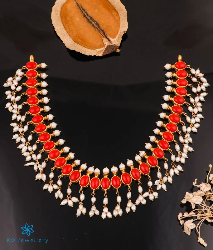 ladies necklaces understated-The Vishruth Silver Necklace (Coral)