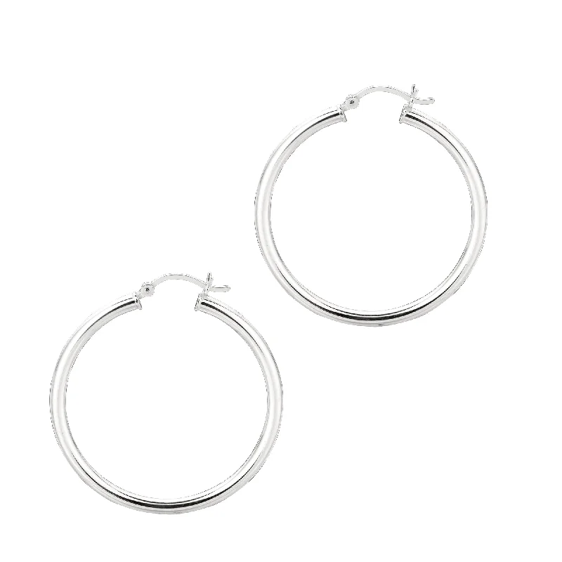 Ladies earrings funk charm -Silver 3x35mm Hoop Earring