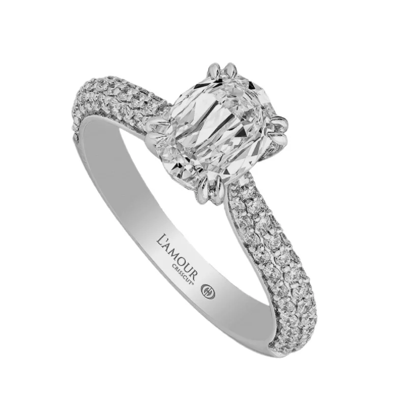 Ladies engagement rings free ship glow -L'Amour Crisscut Oval Diamond Engagement Ring