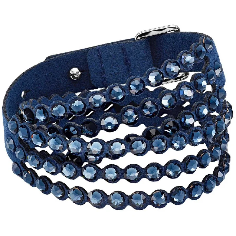 ladies bracelets adjustable-Swarovski Women's Bracelet - Power Alcantara Fabric Crystals Double-Wrap | 5511697