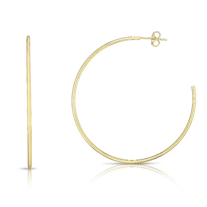 Ladies earrings stem charm -14K Gold 1.5x50mm Polished C Hoop Earring