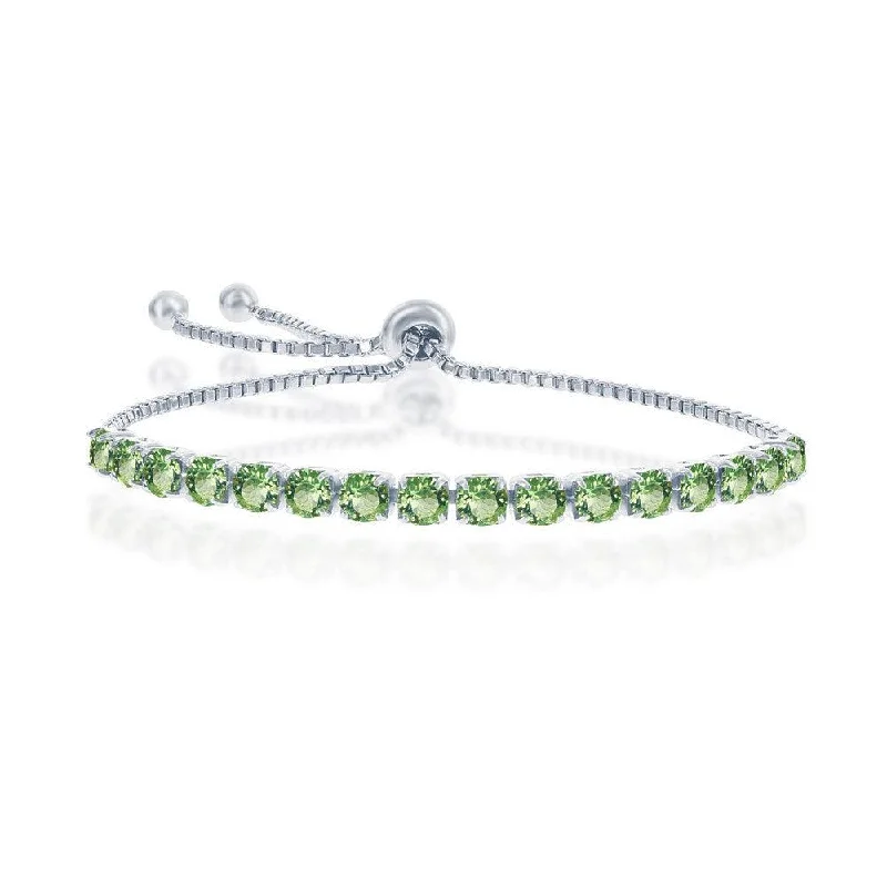 ladies bracelets presentation-Sterling Silver 4mm Peridot "August" Swarovski Element Bracelet