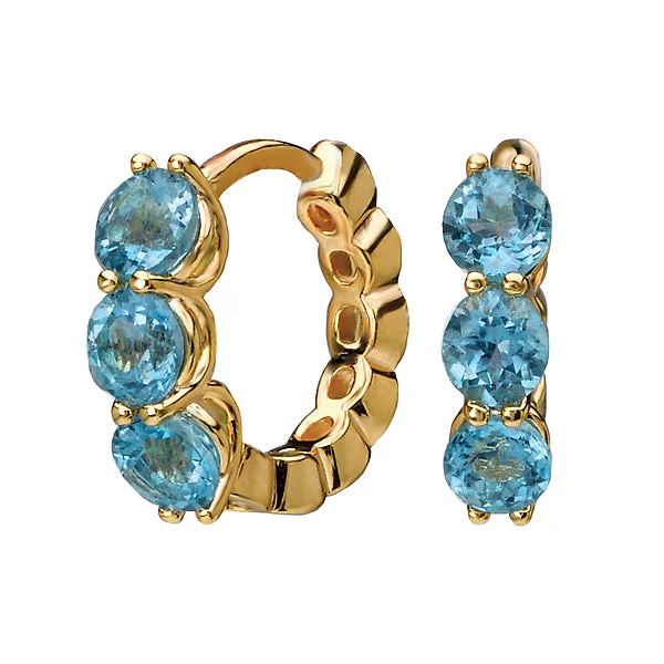 Ladies earrings isle charm -Three Stone Blue Topaz Earrings