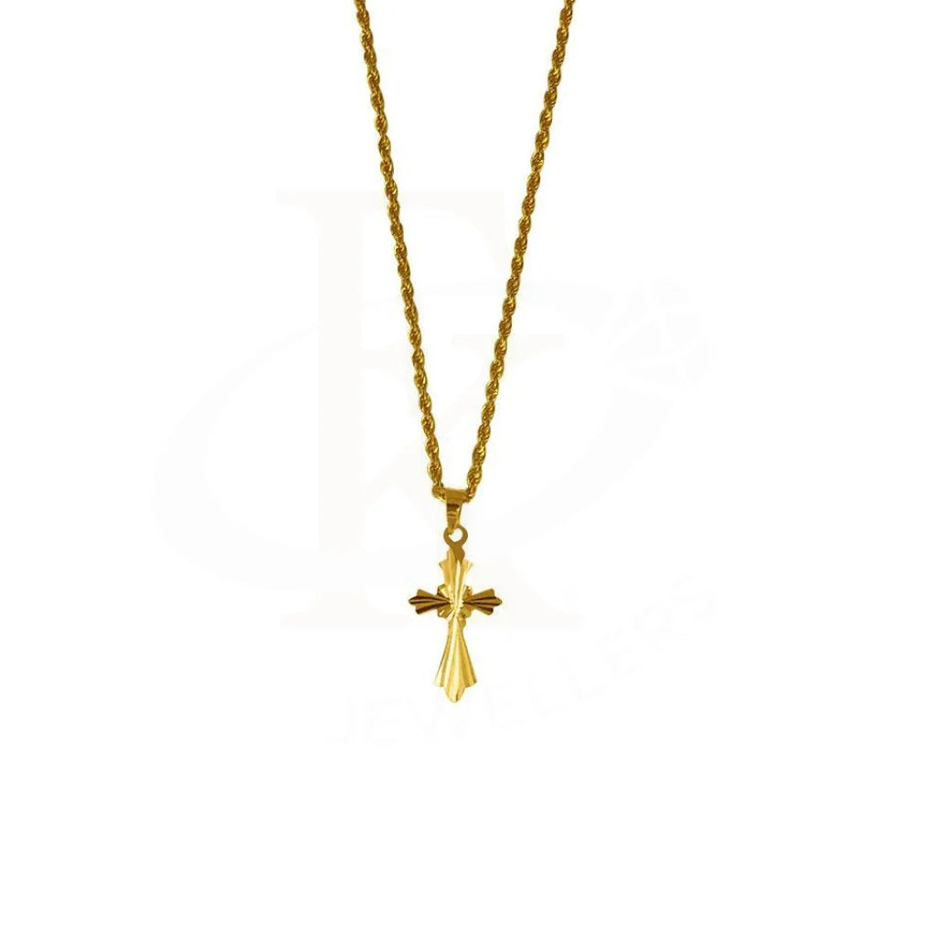 ladies necklaces yellow gold-Gold Necklace (Chain with Cross Pendant) 18KT - FKJNKL1647