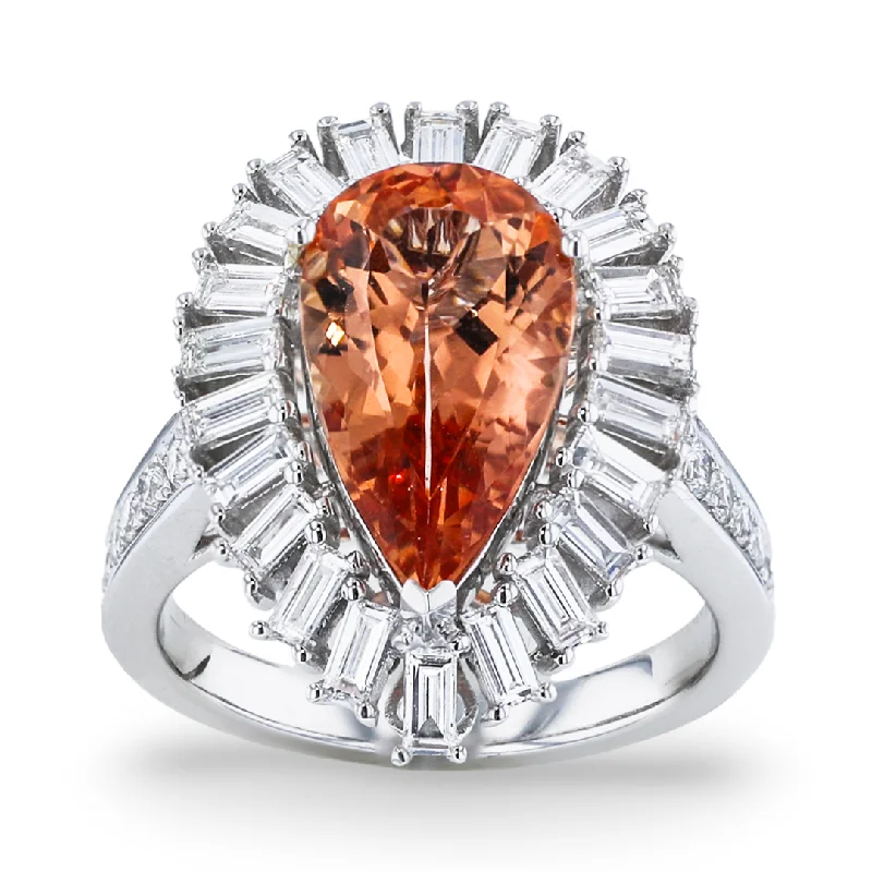 Ladies rings frame charm -JULEVE 18KT WHITE GOLD 3.75CT IMPERIAL TOPAZ & 1.17CTW DIAMOND RING