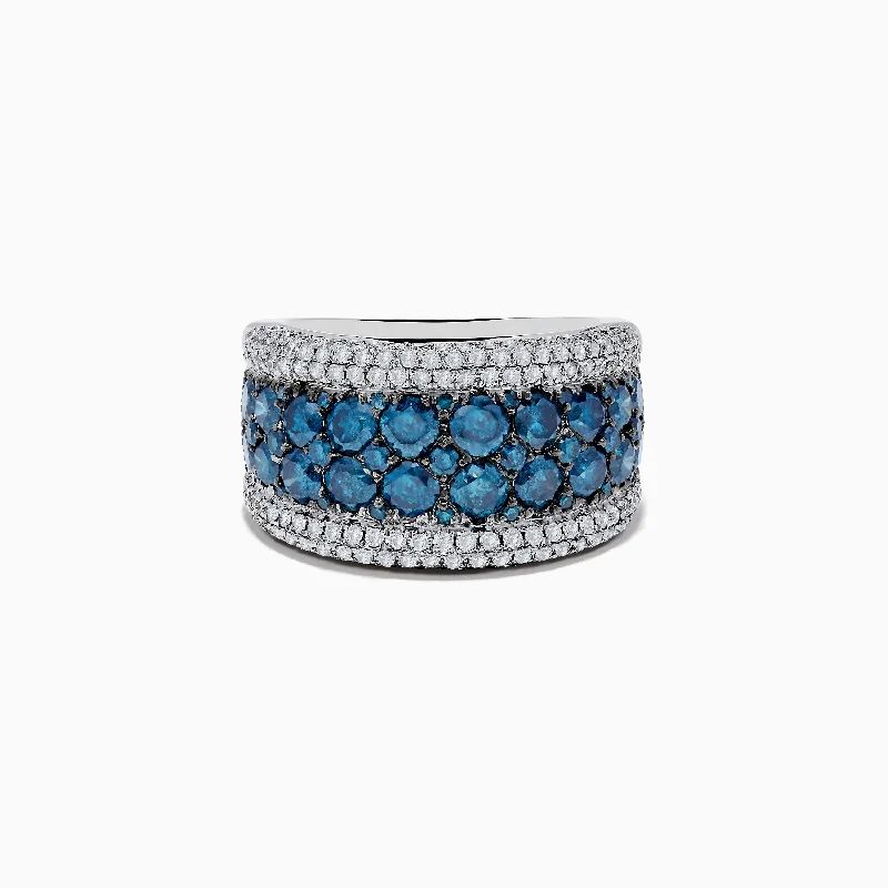 Ladies rings firm radiance -Bella Bleu 14K White Gold Blue and White Diamond Ring