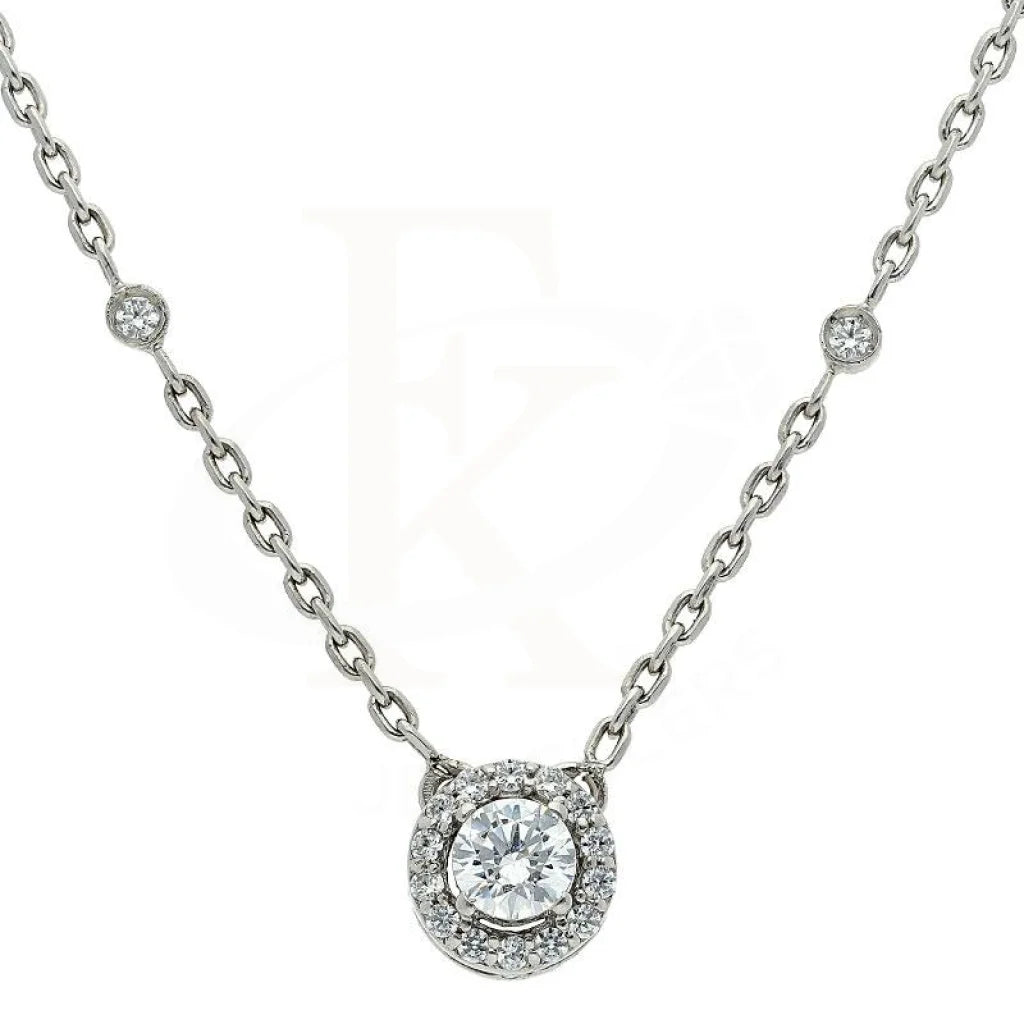 ladies necklaces self gift-Swarovski Zirconia Round Cut Solitaire Necklace in 925 Silver - FKJNKL1940