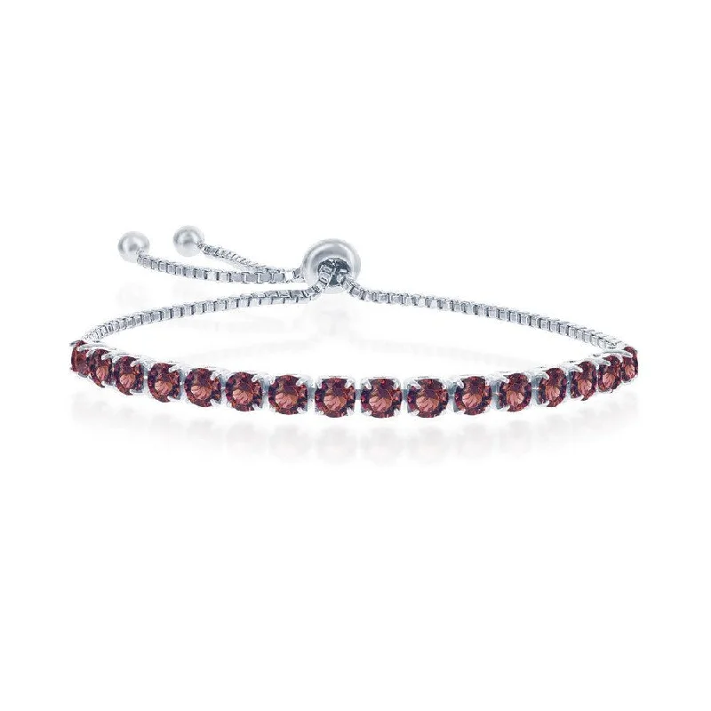 ladies bracelets peace-Sterling Silver 4mm Burgundy "January" Swarovski Element Bracelet