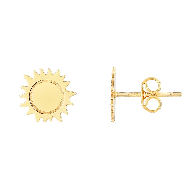 Ladies earrings sky glow -14K Gold Polished Sun Stud Earring