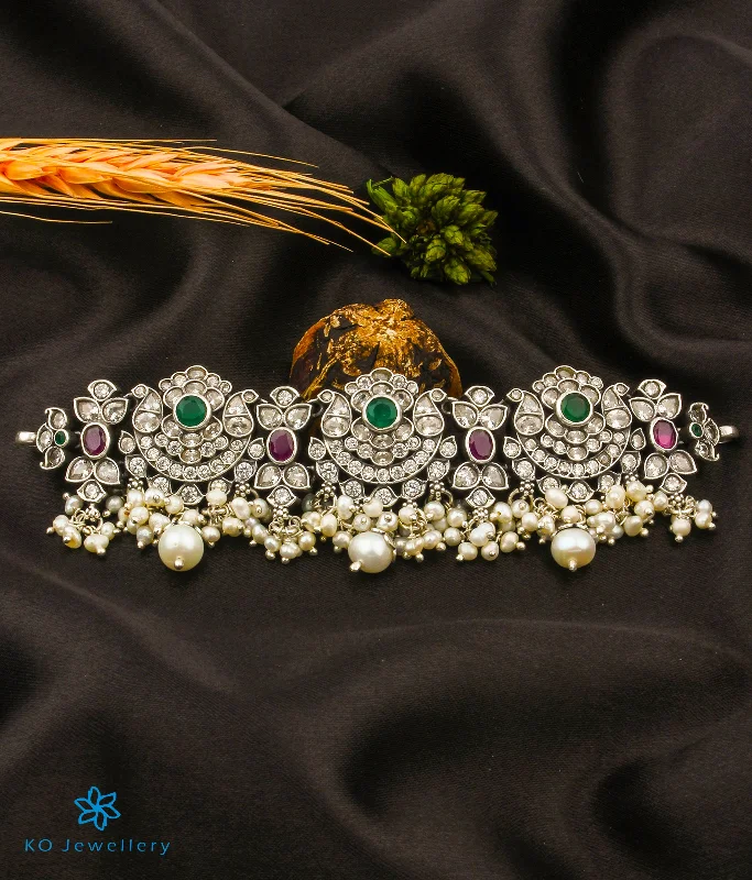 ladies necklaces bespoke-The Rajata Silver Pearl Choker Necklace