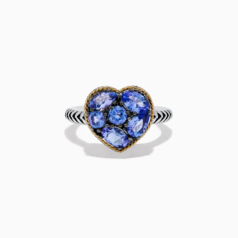 Ladies rings lush glow -Nahla Siri 925 Sterling Silver and 18K Yellow Gold Tanzanite Heart Ring