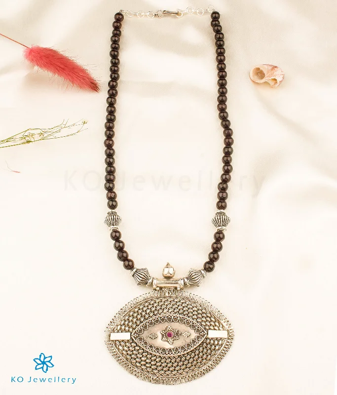 ladies necklaces polishing-The Anaita Silver Beads Necklace (Garnet)