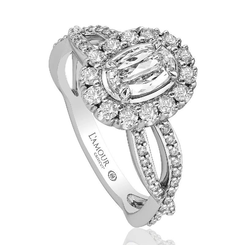 Ladies engagement rings hue radiance -LAmour Crisscut Oval Diamond Engagement Ring