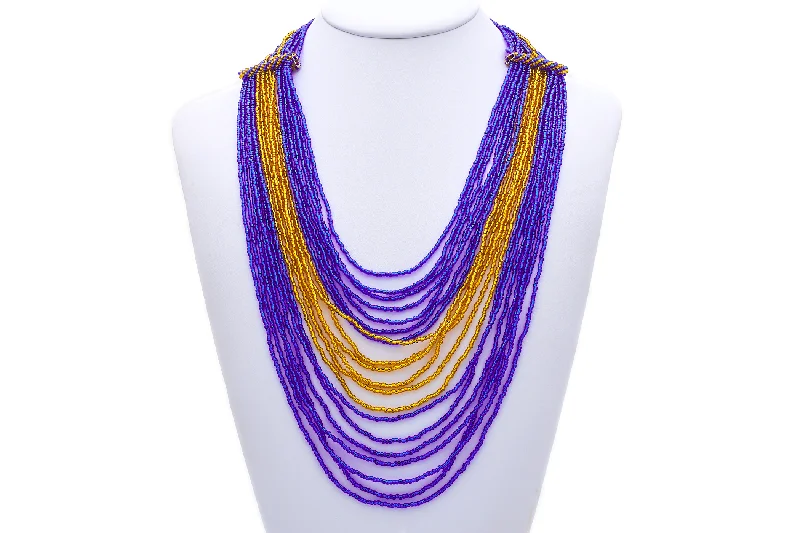 ladies necklaces star-Regal Blue and Gold Necklace