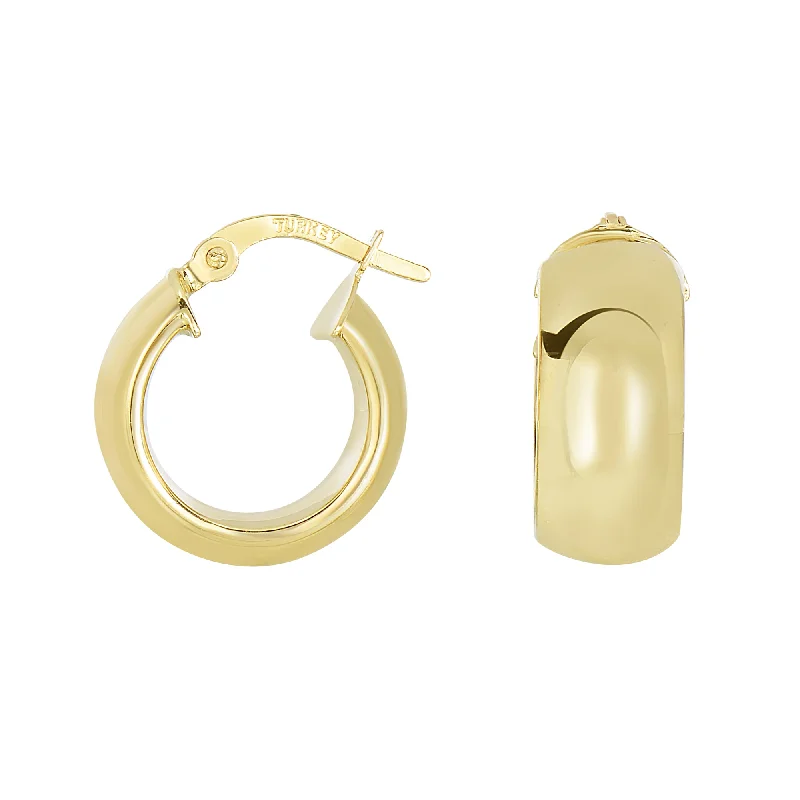 Ladies earrings her sparkle -14K Yellow Gold Polished Chunky Hoop Earring