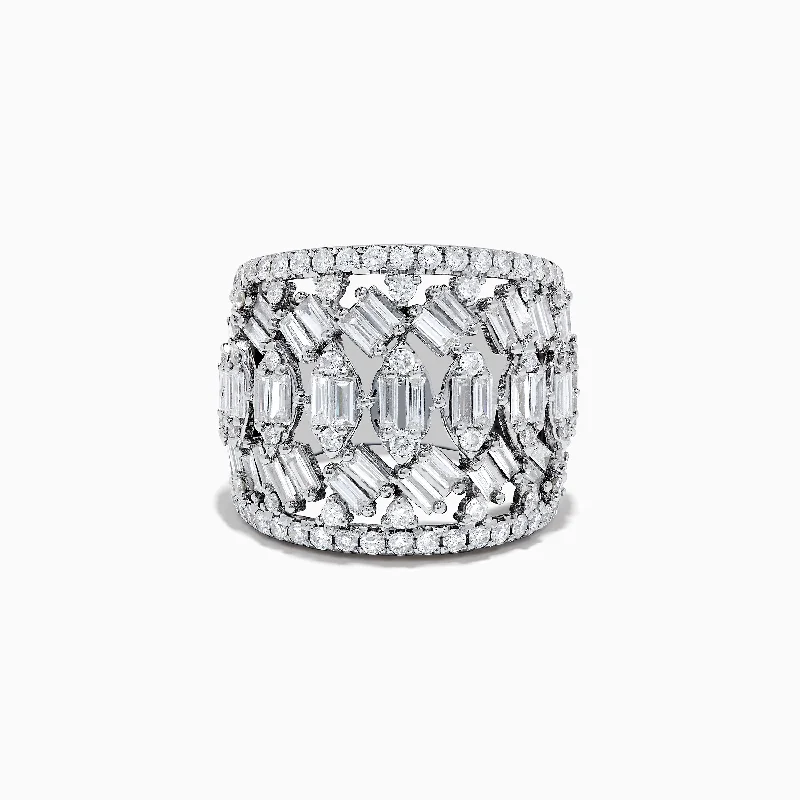 Ladies rings ornate shine -Effy Hematian 14K White Gold Diamond Statement Ring 2.42 TCW