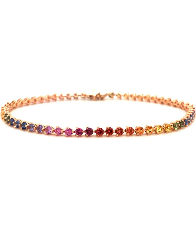 ladies bracelets infinity-Rainbow Sapphire Line Bracelet 239-JSA