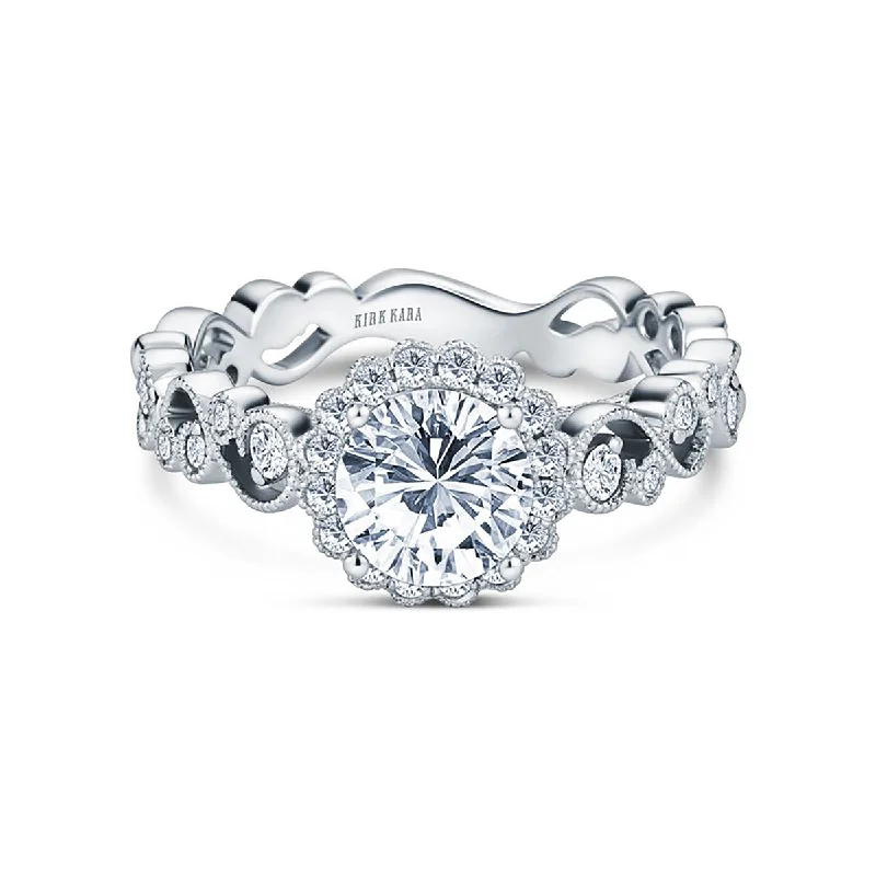 Ladies engagement rings chill charm -Lace Halo Diamond Engagement Ring Setting