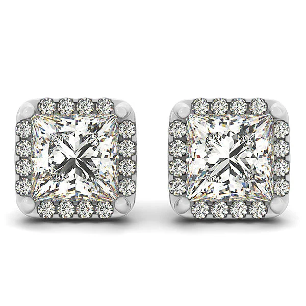 Ladies earrings rich shine -Halo Diamond Earring