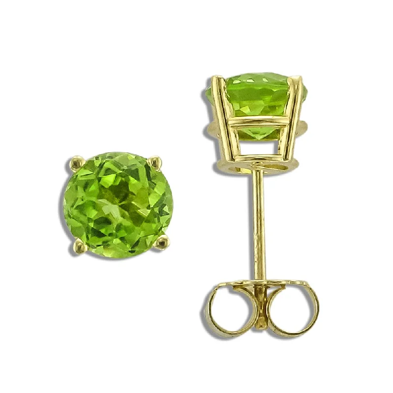 Ladies earrings frame charm -14KT YELLOW GOLD 1.70 CTW ROUND PERIDOT EARRINGS