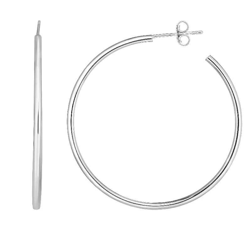 Ladies earrings pure gem glow -Silver Circle C Hoop Earring