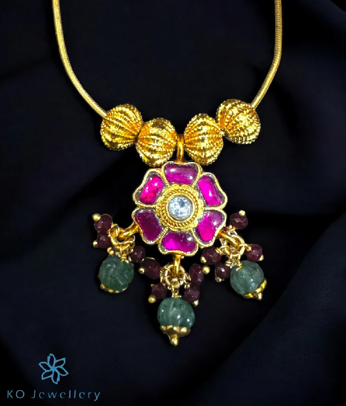 ladies necklaces summer-The Aadhavi Silver Kundan Necklace