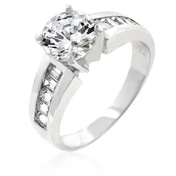 Ladies engagement rings epic radiance -Alnor 2ct Round Solitaire Engagement Ring | 3.5ct | Sterling Silver