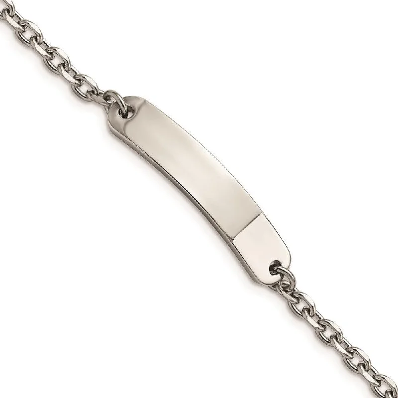 ladies bracelets link-Stainless Steel Polished Cable Chain 7in ID Bracelet