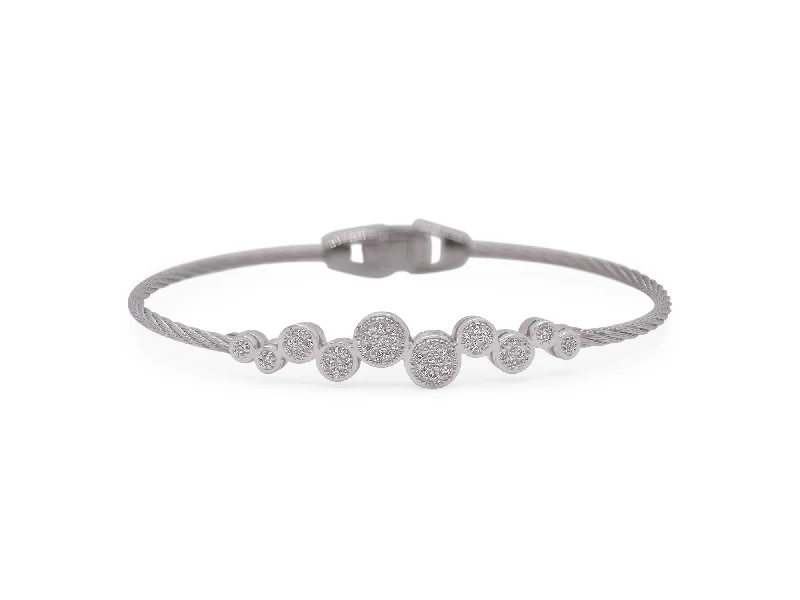 ladies bracelets sleek-ALOR Grey Cable Bubble Bracelet with 18kt Gold & Diamonds