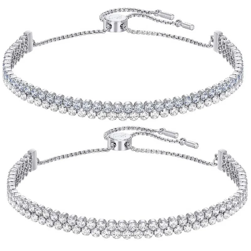 ladies bracelets sale-Swarovski Women's Bracelets Set - Subtle Clear and Blue Crystals Silver | 5253055