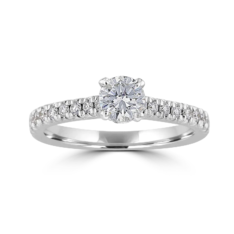 Ladies rings platinum gleam shine -JULEVE 14KT WHITE GOLD 1.00 CTW ROUND DIAMOND HIDDEN HALO RING