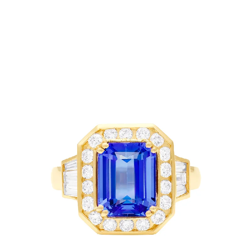 Ladies rings root radiance -Limited Edition 14K Yellow Gold Tanzanite and Diamond Ring, 3.69 TCW