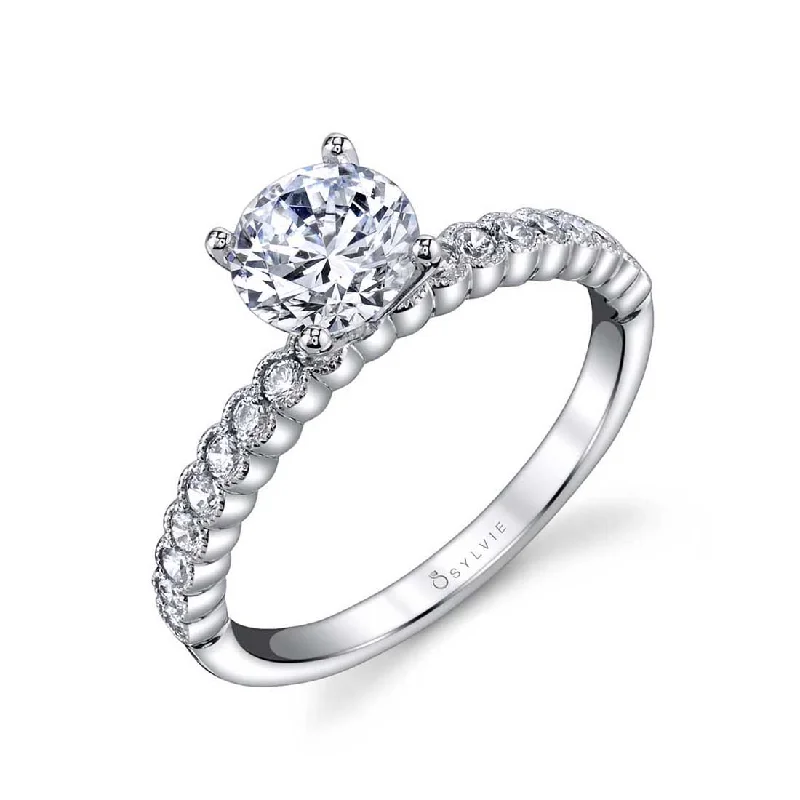 Ladies engagement rings with radiant gems -Sylvie Modern Solitaire Engagement Ring S1510