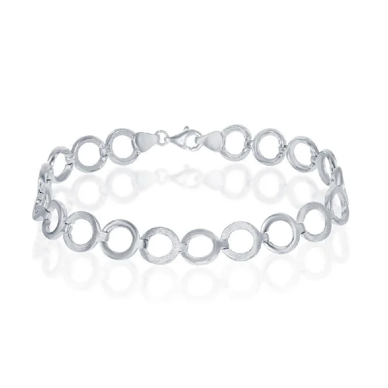 ladies bracelets chic-Sterling Silver Flat and Shiny Alternating Circle Bracelet