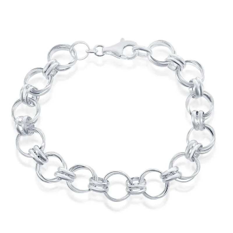 ladies bracelets cuff-Classic Women's Bracelet - Sterling Silver Multi Circle Link | S-4656