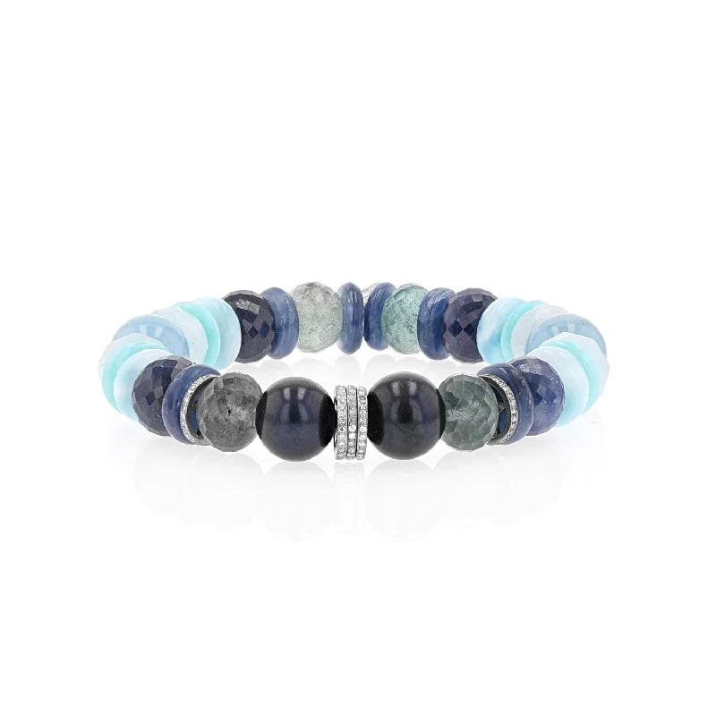 ladies bracelets sale-Maldives Mix Gemstone Bracelet with Diamond Rondelles  B0003965