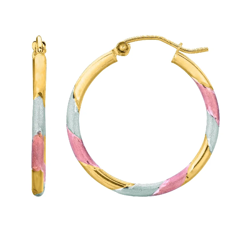 Ladies earrings meow shine -14K Gold Polished Hoop Earring