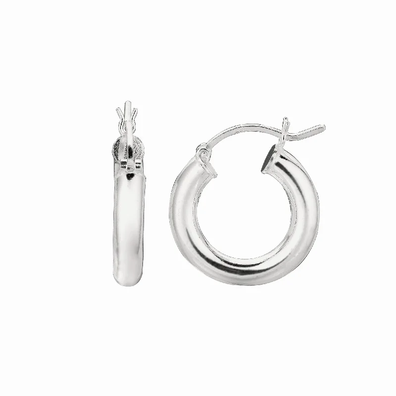 Ladies earrings stay shine -Silver 4x20mm Hoop Earring