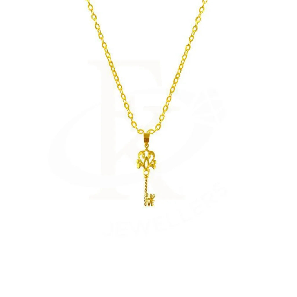 ladies necklaces turquoise-Gold Love Key Necklace (Chain with Pendant) 18KT - FKJNKL1605