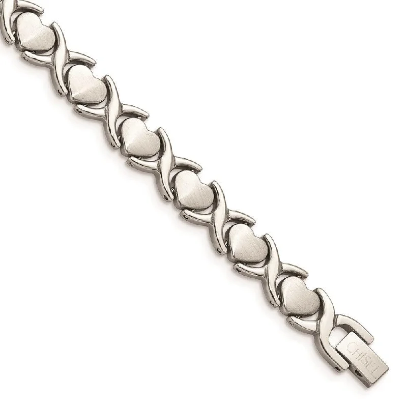 ladies bracelets premium-Stainless Steel Stampato 7.5in Bracelet